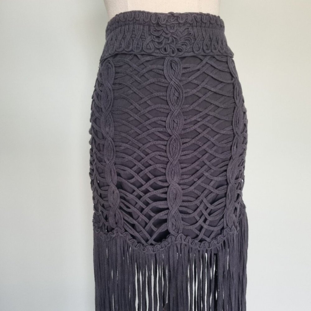 Sass & Bide Cotton Twists Black Lace Fringe Mini Skirt Size 12 - Picture 6 of 11